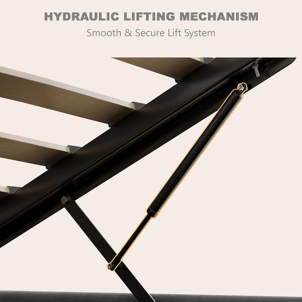 Velvet Ottoman Storage Bed Double 4ft6 Grey Gas Lift Bed Frame with Slats No Mattress