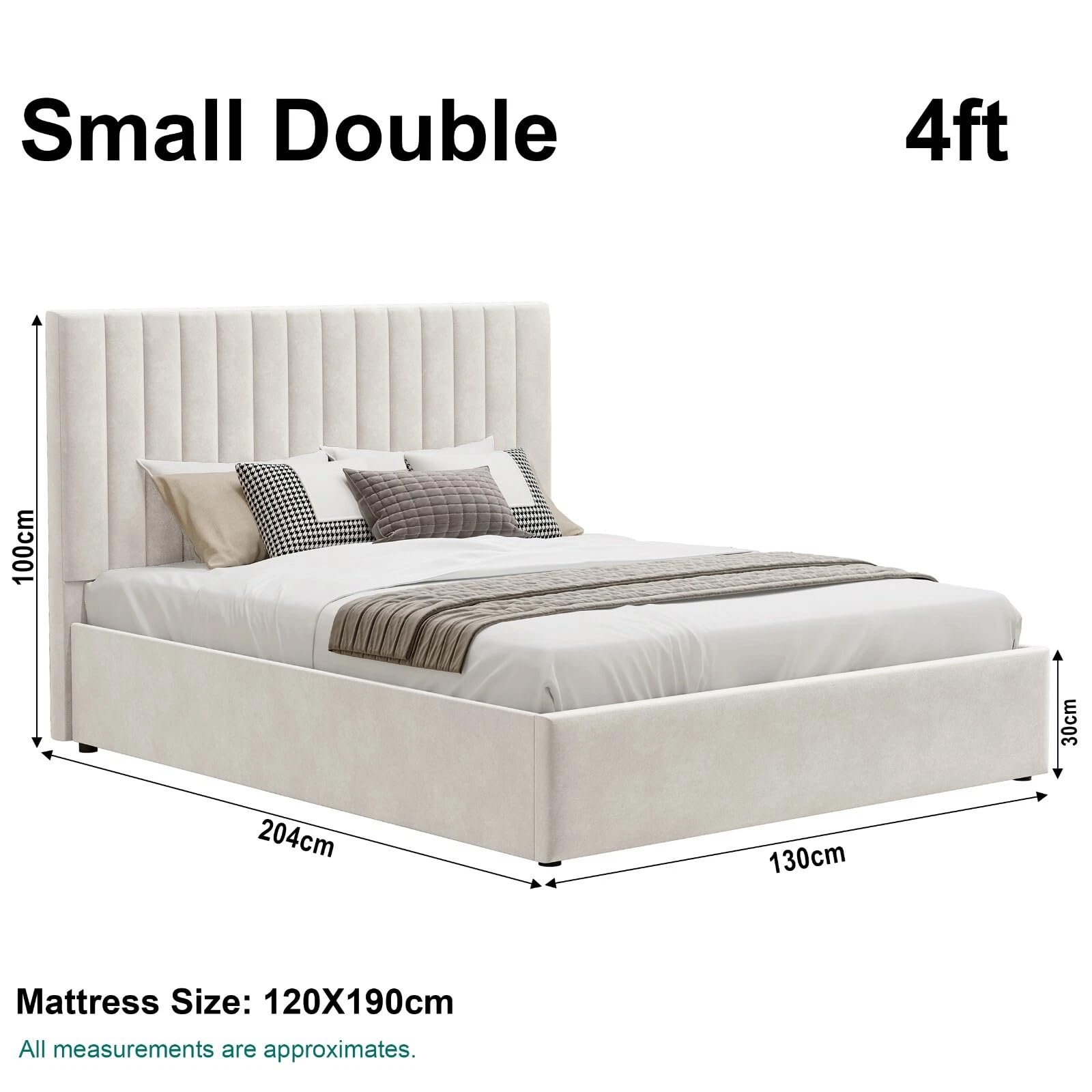 Velvet Ottoman Storage Bed Double 4ft6 Grey Gas Lift Bed Frame with Slats No Mattress