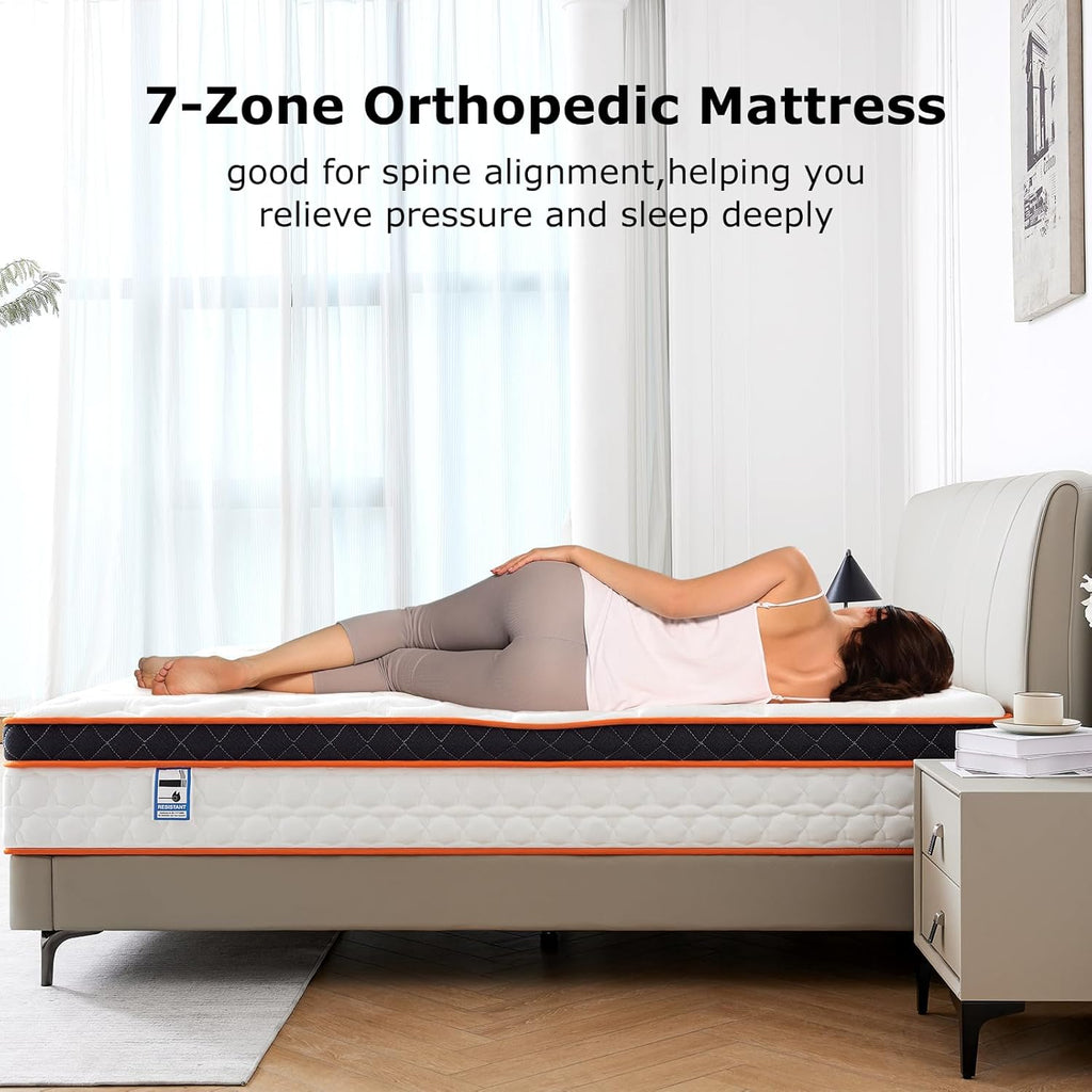 Double Mattress 4FT6, Gel Memory Foam, Individually Medium Firm Pocket Sprungs Double Size Mattresses, Orthopedic Hybrid Mattress for Back Pain Relief 135x190x23cm