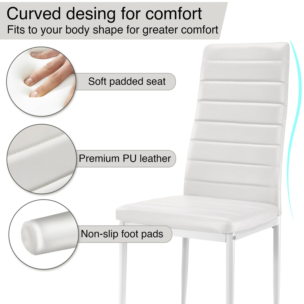 6 Seater Dining Table Set 140x80cm Wooden Table with High Back PU Leather Chairs