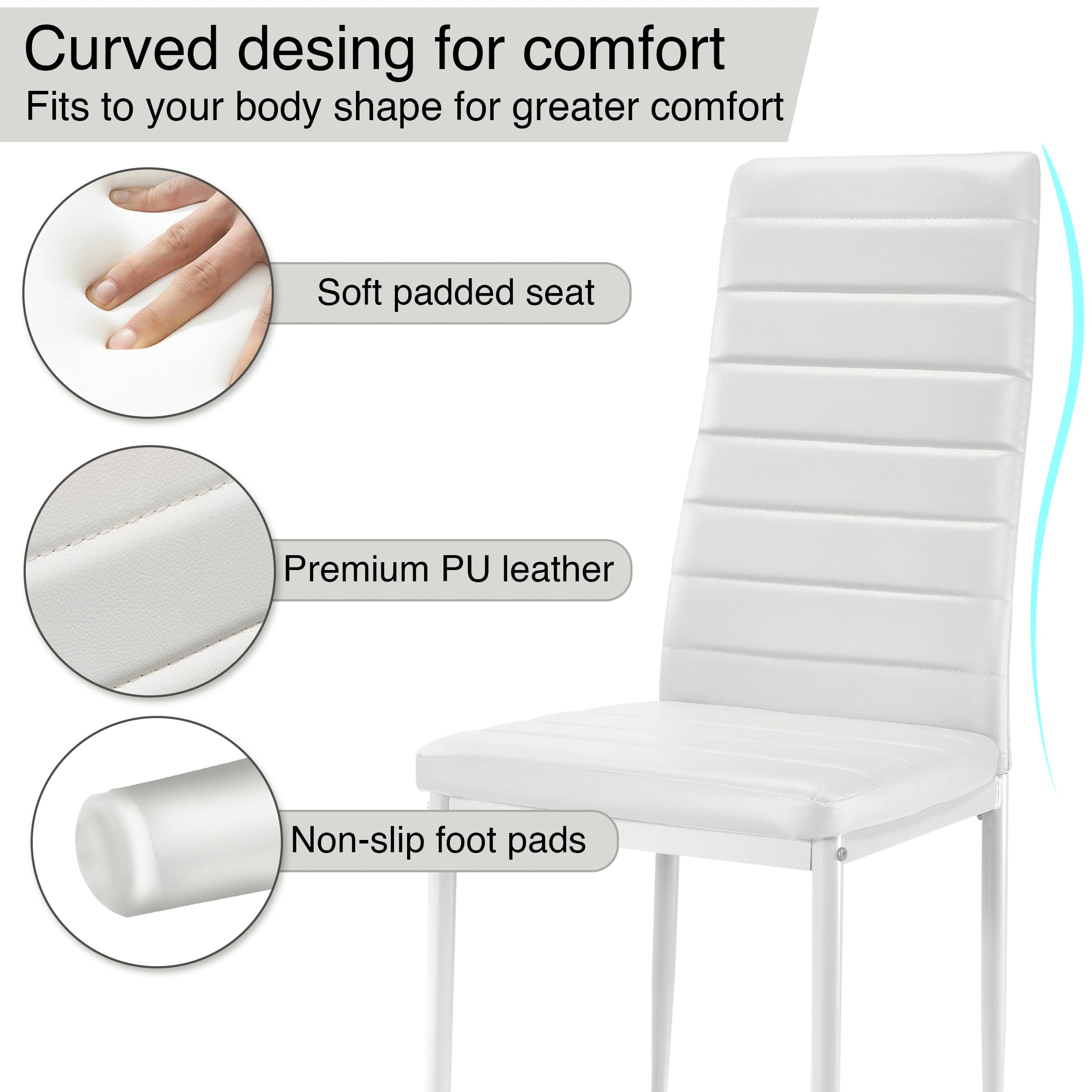 6 Seater Dining Table Set 140x80cm Wooden Table with High Back PU Leather Chairs