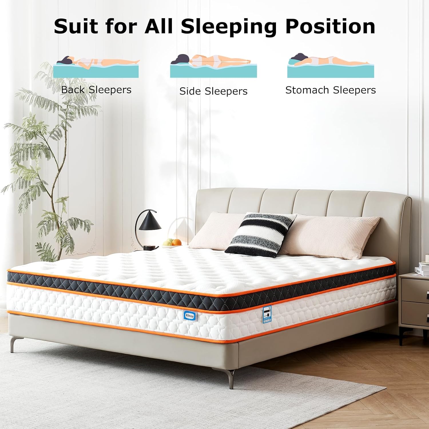 Double Mattress 4FT6, Gel Memory Foam, Individually Medium Firm Pocket Sprungs Double Size Mattresses, Orthopedic Hybrid Mattress for Back Pain Relief 135x190x23cm