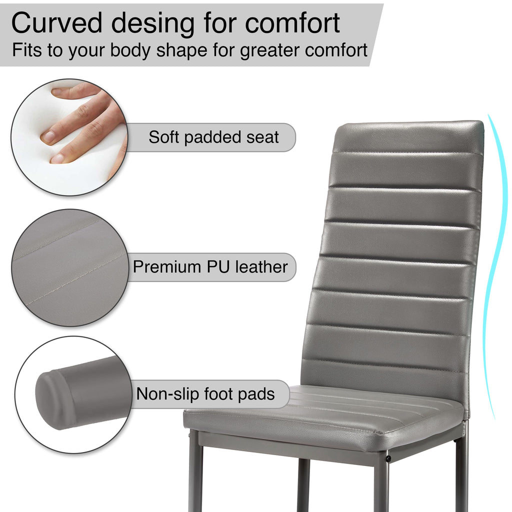 6 Seater Dining Table Set 140x80cm Wooden Table with High Back PU Leather Chairs