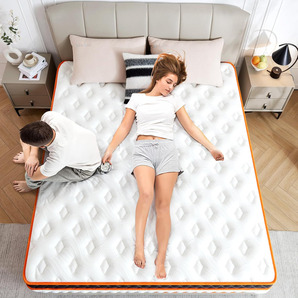 Double Mattress 4FT6, Gel Memory Foam, Individually Medium Firm Pocket Sprungs Double Size Mattresses, Orthopedic Hybrid Mattress for Back Pain Relief 135x190x23cm