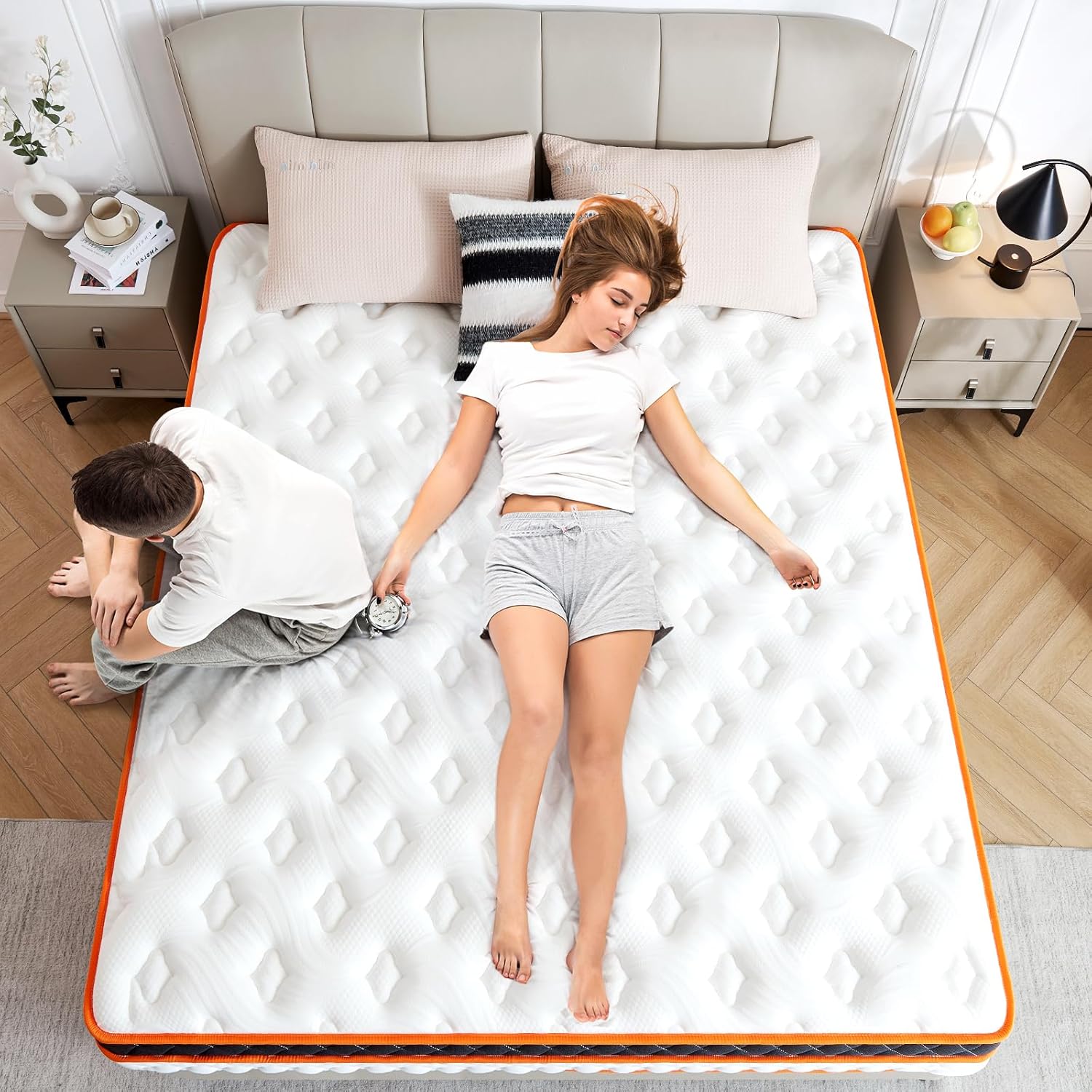 Double Mattress 4FT6, Gel Memory Foam, Individually Medium Firm Pocket Sprungs Double Size Mattresses, Orthopedic Hybrid Mattress for Back Pain Relief 135x190x23cm